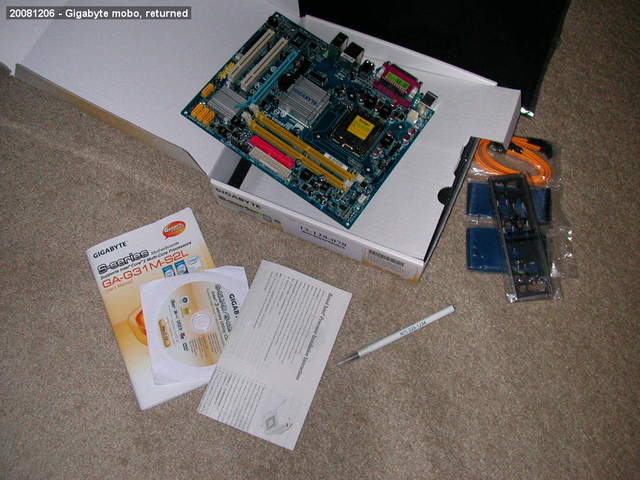 Gigabyte mobo, returned