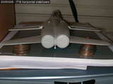 F18 Hornet up on blocks to dry horiz stabilisers