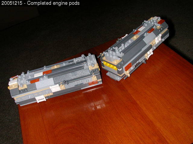 Completed engine pods